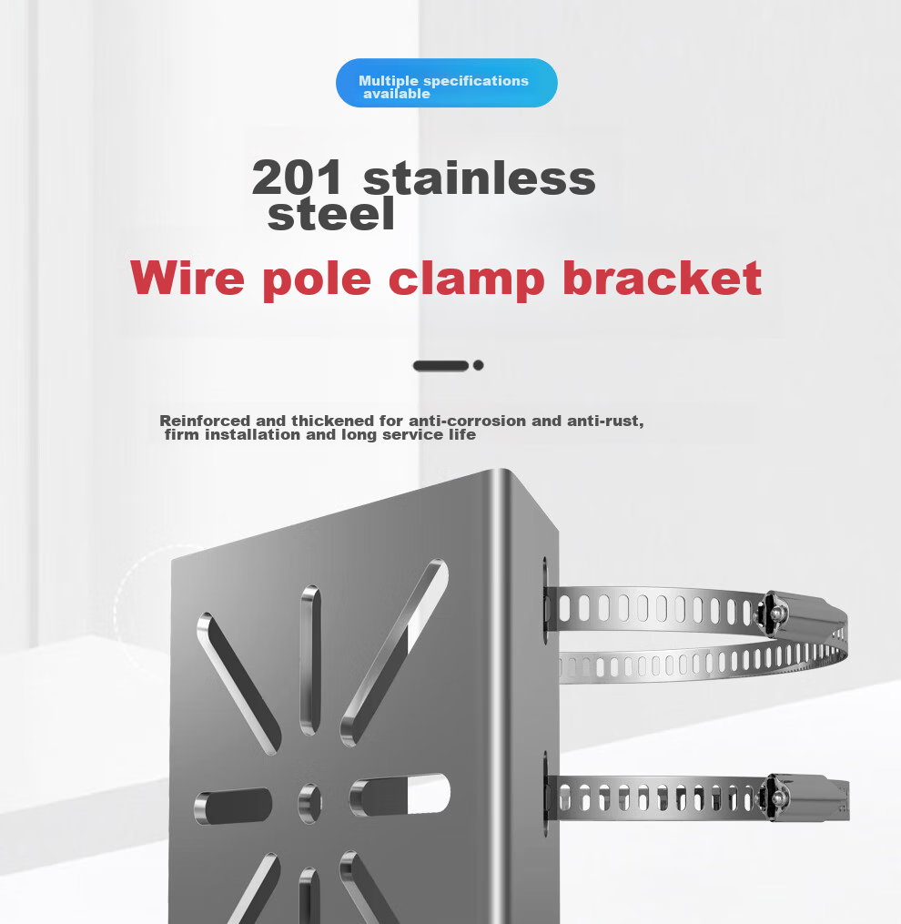 COMPCCTV Surveillance Clamp Bracket, Stainless Steel Universal Ball Camera Gun Camera Stand, Pole Light Pole Utility Pole Clamp Bracket 1