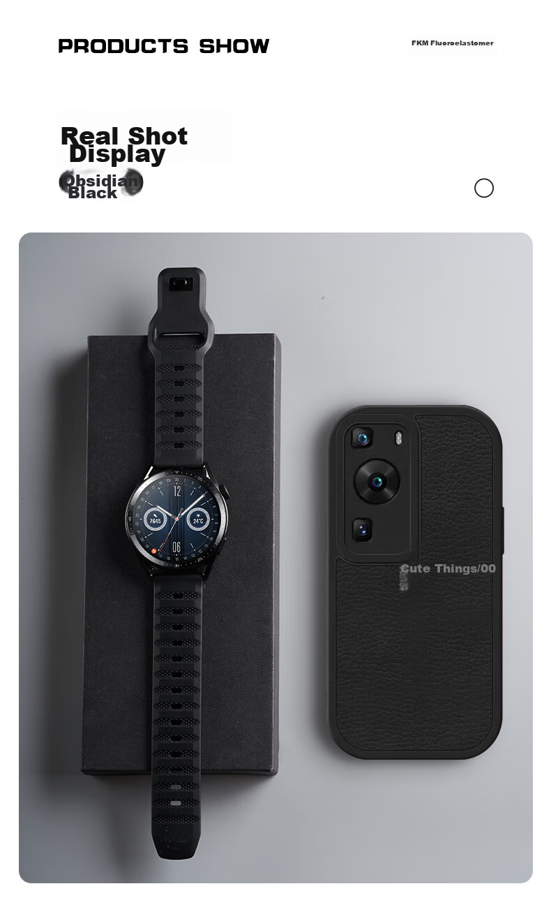 Watchbond Compatible with Huawei Watch 6/6 Pro/5/GT7 Pro/6 Pro Strap, GT7/6/5/4 Men's FKM Fluoroelastomer Watch 4 Pro Business Style 46mm Wristband 19