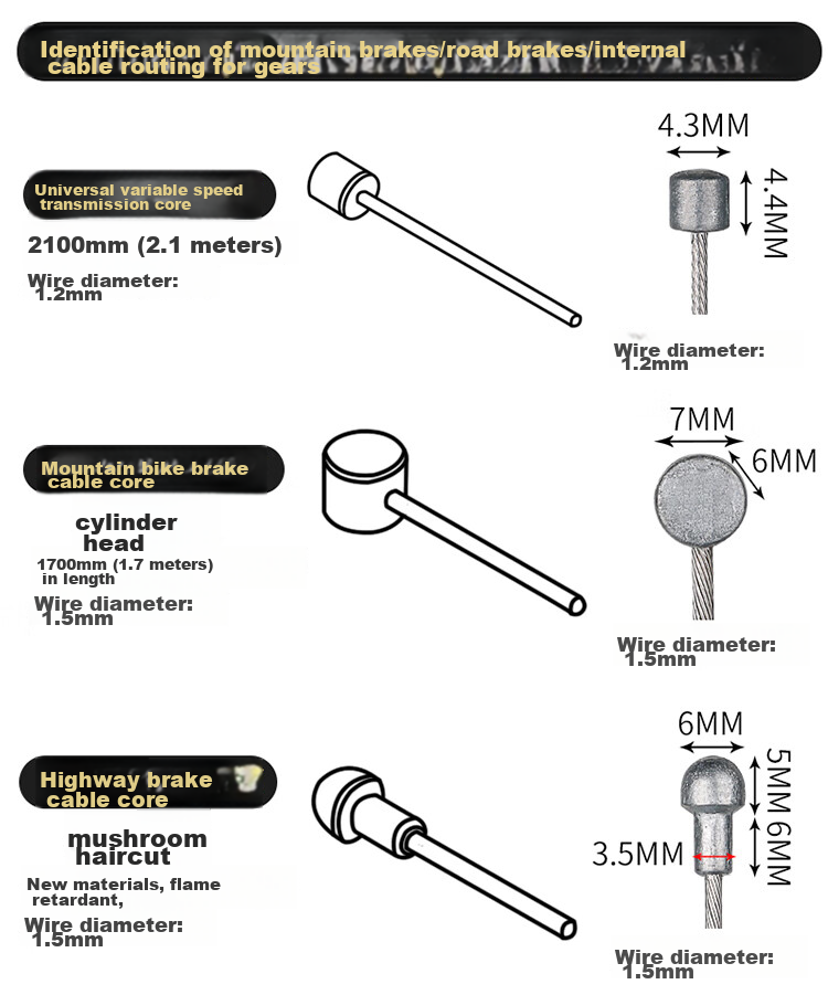 LEBYCLE Bicycle Stainless Steel Gear Cable Universal Mountain And Road Bike Set Gear Shift Cable, Oil-Lubricated Cable, Pull Wire, Inner Wire 7