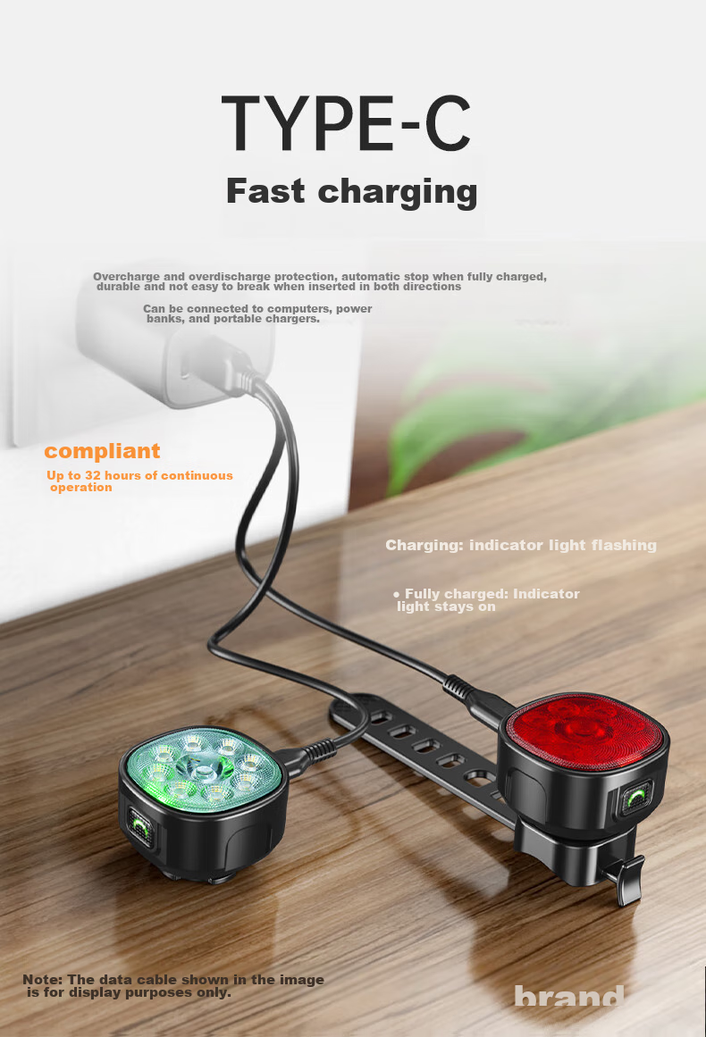 Bicycle Light, Cycling Equipment, Front And Rear Lights, Mountain Bike Night Riding Safety Warning Light, Waterproof USB Rechargeable High-Brightness Flashlight, Road Bike Tail Light 5