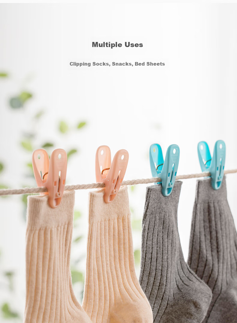 CHAHUA Clothes Hangers, Plastic Drying Clips, Fixed Clips for Socks, Windproof Clips for Clothes And Quilts, 24 Pieces 9