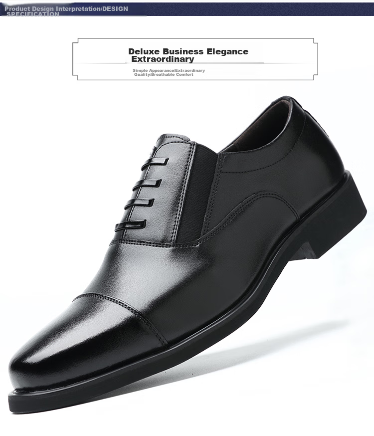 Poitulas Men's Leather Shoes with Three-Point Connection, Business Casual Formal Shoes, British Comfortable Slip-On Loafers, 9916 Black, Size 38 7