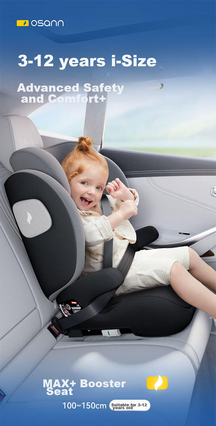 Osann LAX German Child Safety Car Seat for Ages 3-12, Booster Cushion for Older Children in Cars, New National Standard 1