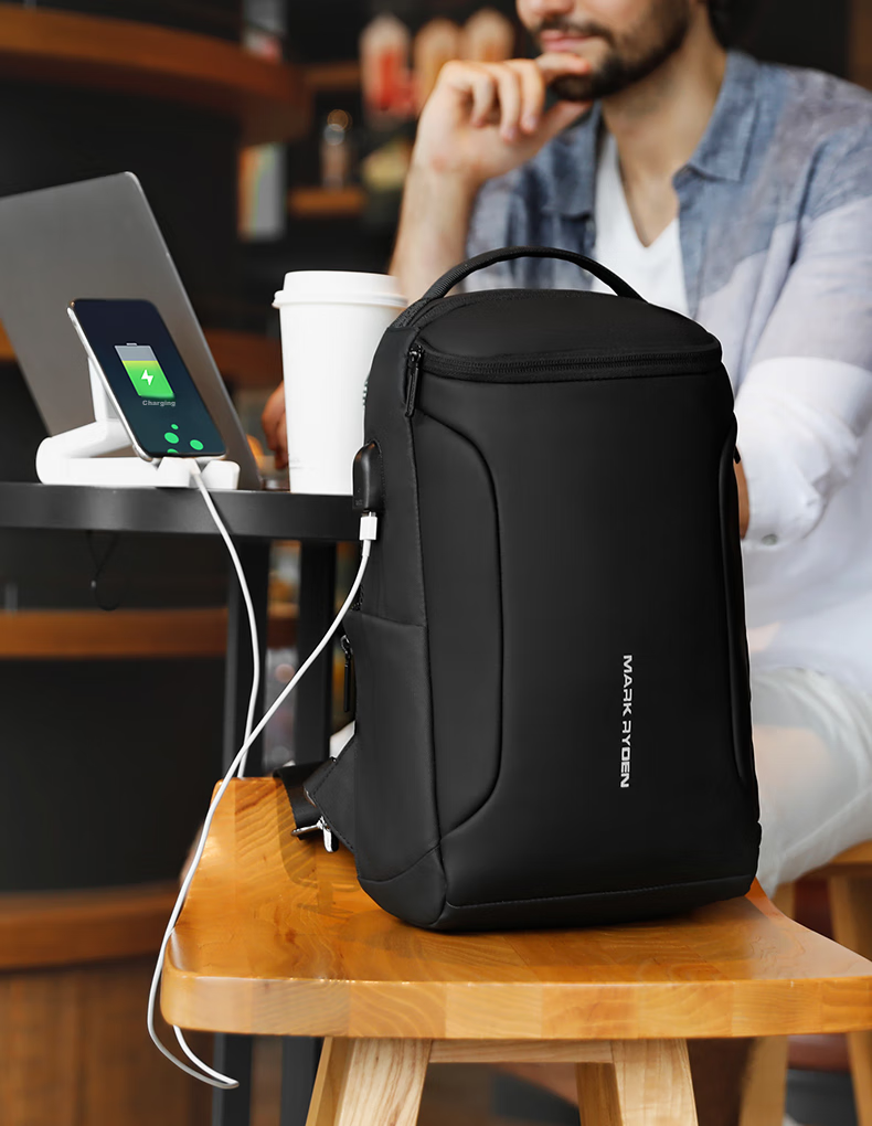 MARK RYDEN Men's Shoulder Bag, Business Casual Crossbody Bag, Water-Resistant Chest Pack, Fashionable Sports Mini Backpack MR7069 Elegant Black 6