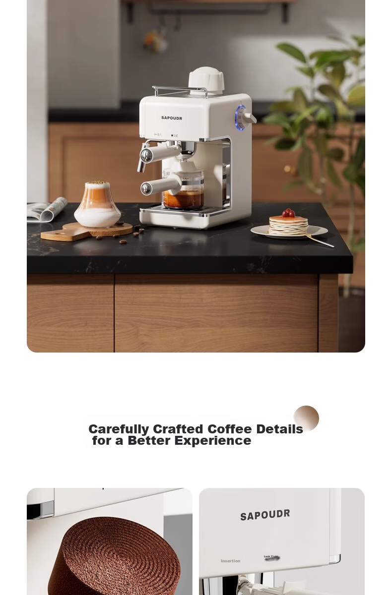 Saipuda EA39 Home Semi-Automatic Coffee Machine Small Italian Style Milk Frother American Office Dormitory All-in-One Grinder Black JD Self-Operated 16