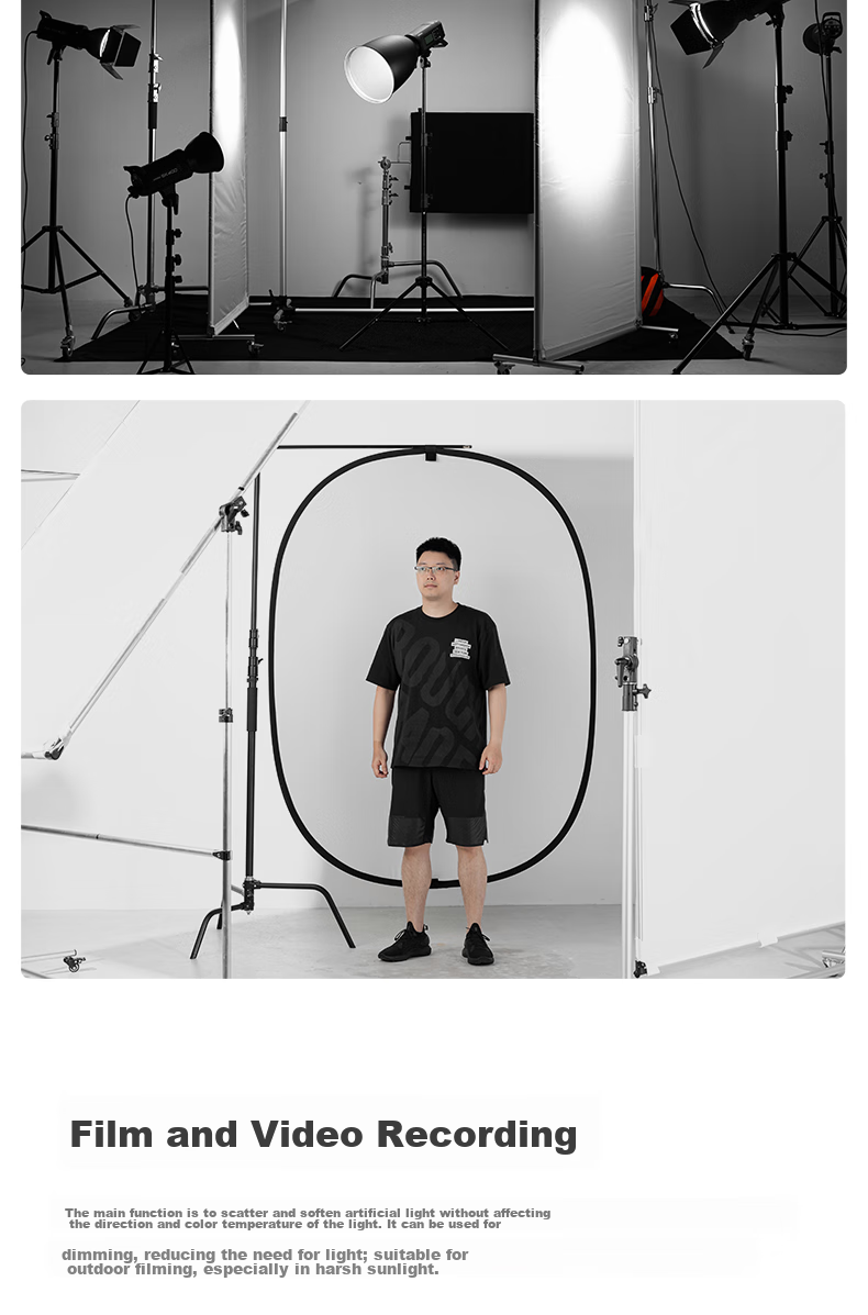 AMBITFUL Photography Flag Large Reversible Advertising Studio Video Shooting Softbox Light Blocker Prop Stand Softbox Paper Butter Paper Sulfuric Acid Paper Fixatio 4