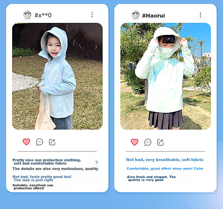 BOSIDENG National Standard Sun Protection Jacket Unisex Kids UV Protection Cooling Mint Mambo Hooded Outdoor Coat 4