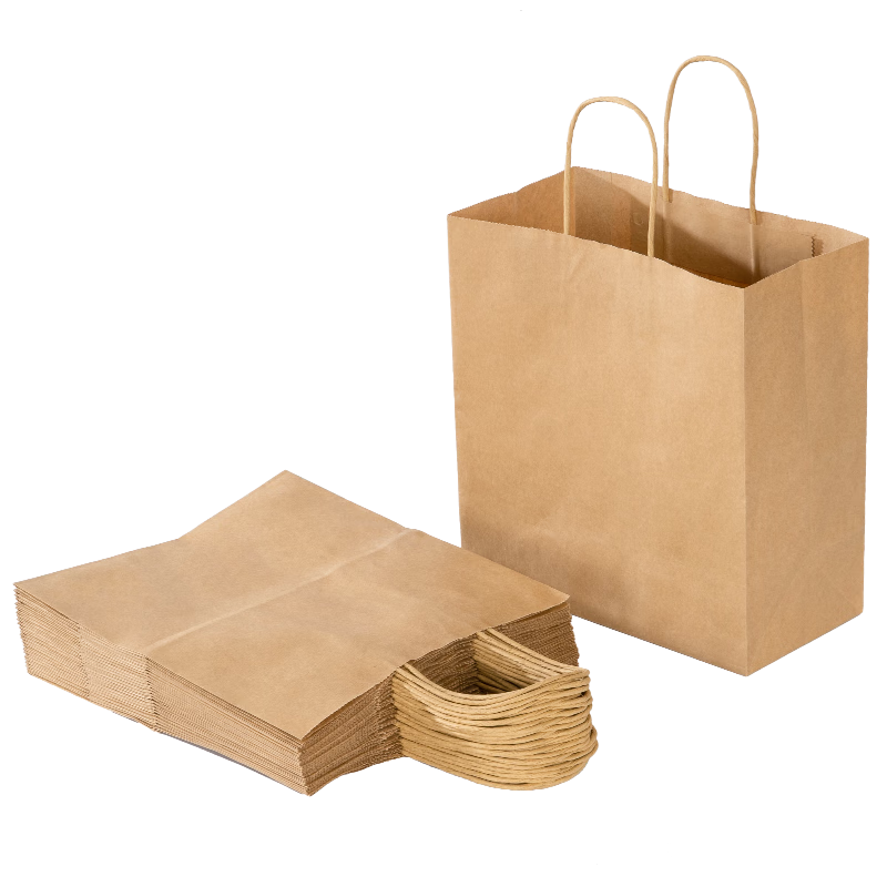 Temeiju Disposable Kraft Paper Bags, Handbags, Takeout Packaging Bags, Food And Milk Tea Packaging Bags, Gift Bags, Large Size, 20 Pieces