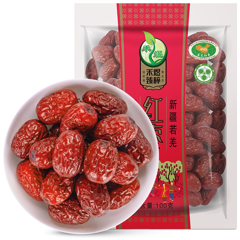 禾煜 新疆灰枣红枣干100g枣子 大枣 蜜饯果干 果脯 甜羹伴侣