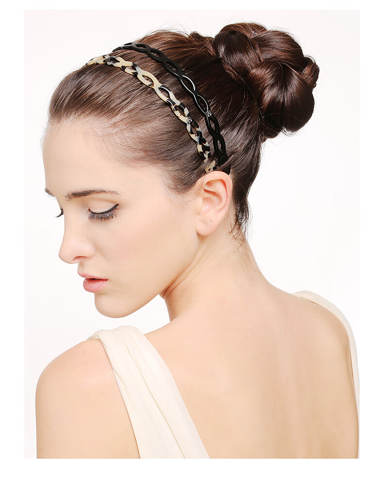 ALEXANDRE DE PARIS Mid-Autumn Festival Gift Simple Headband Romantic Hollow-Out Hairband Fashionable Versatile Hair Accessory 1573 E Dark Brow 5