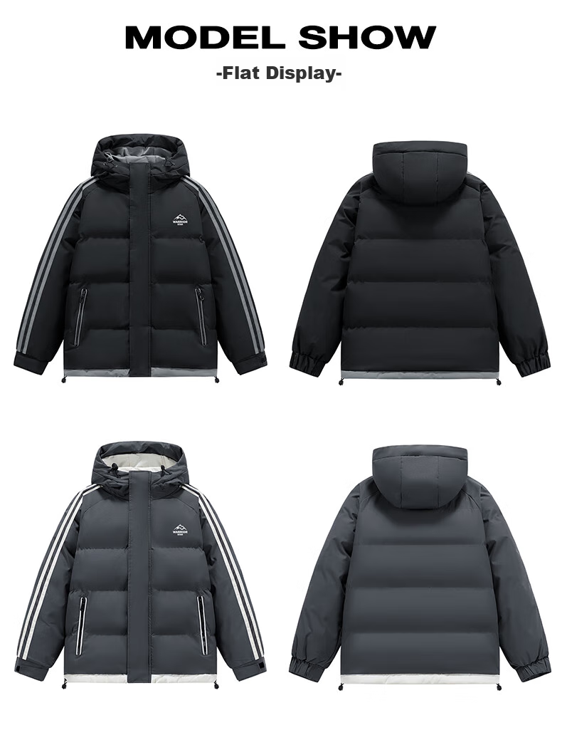 Warrior Cotton Jacket for Men, Winter Thickened Warm Coat, Cold-Resistant Padded Outerwear, Versatile Hooded Puffer Jacket, Outdoor Sports Cotton Clothing 24
