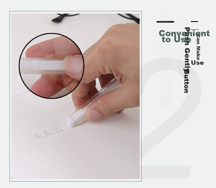 KOKUYO Fine Eraser Pastel Cookie Student Pencil Eraser, Pen Style 13*16*120mm, White, 4 Pieces, WSG-ERCP1T 4