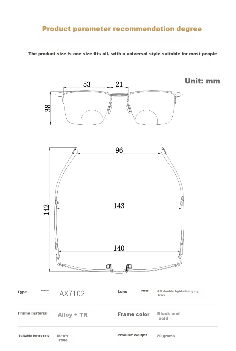 Xiyanghong Reading Glasses for Men with Blue Light Blocking, Bifocal, Fashionable Smart Photochromic Folding Reading Glasses AX7102 100 Degrees 11