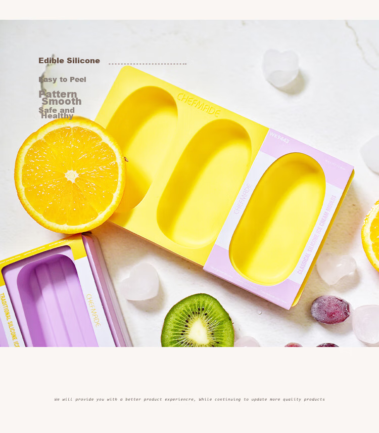 Xuechu Ice Cream Mold, 3-Link Silicone with Lid, Homemade Mung Bean Ice Cream Bar, Ice Pop, Popsicle, And Ice Cream Mold 8