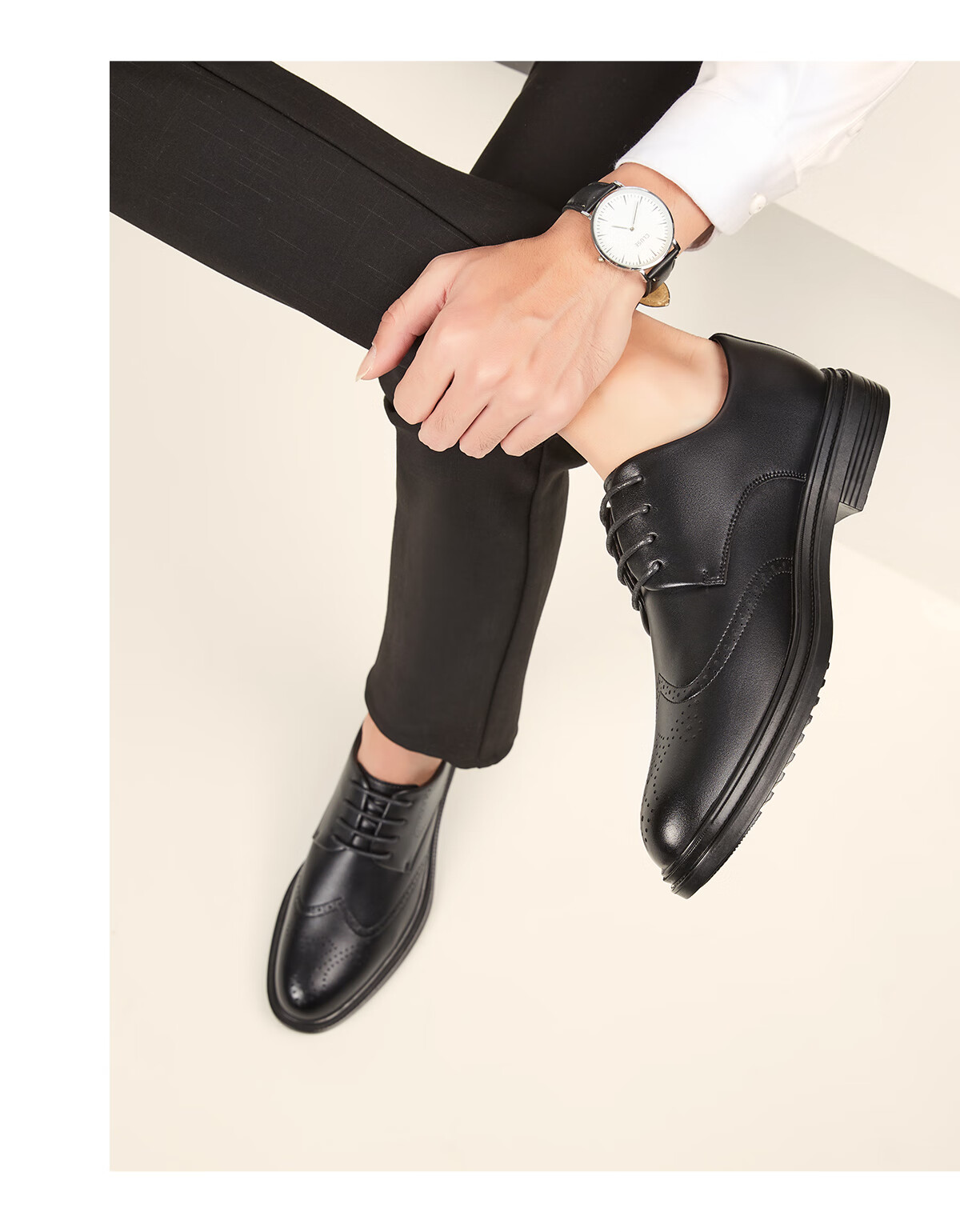 Huili Men's Shoes, Business British Style Brogue Carved Leather Shoes, Versatile Casual Comfortable Soft-Soled Formal Shoes, Black, Size 44 11