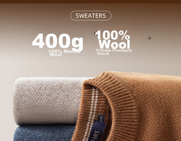 FIRS Wool Sweater, 100% Merino Wool, Heavyweight Thickened, Autumn And Winter Warmth, Soft And Comfortable, Non-Irritating, Anti-Pilling Sweater for Me 2