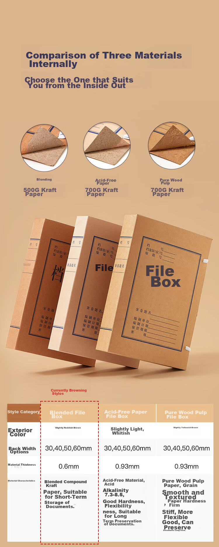 COMIX 10 Pieces 40mm Mixed Pulp 250g Kraft Paper File Boxes Document Storage Boxes for Party Building, Finance, Student Exam Storage EA1024-10 7