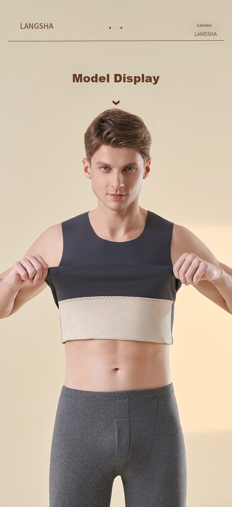 LangSha Thermal Vest for Men, Wool And Silk Patch, Slim Fit, Seamless, Sleeveless, Plus Size Undershirt 13
