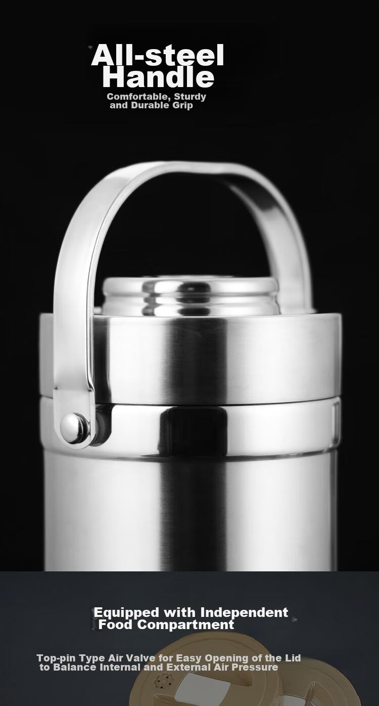 Jinyaoshi 304 Stainless Steel Vacuum Insulated Lunch Box, Classic 2.6L Capacity, All-Steel Design, Thermal Food Container, GK-JBD2600T 12