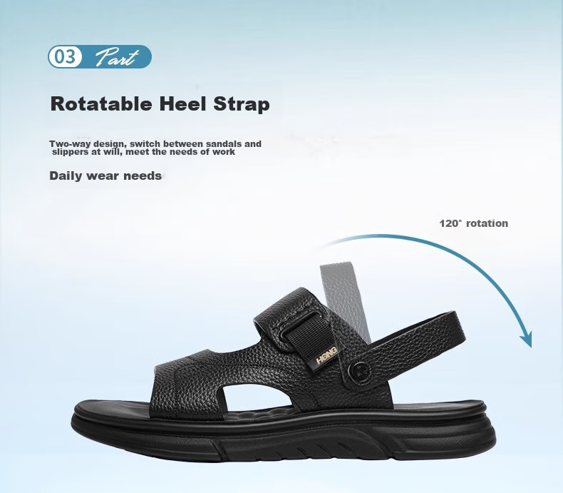 Red Dragonfly Men's Sandals 26 Summer Cowhide Non-Slip Soft Sole Dual-Wear Beach Leather Sandals WTT250402S Brown Size 42 7