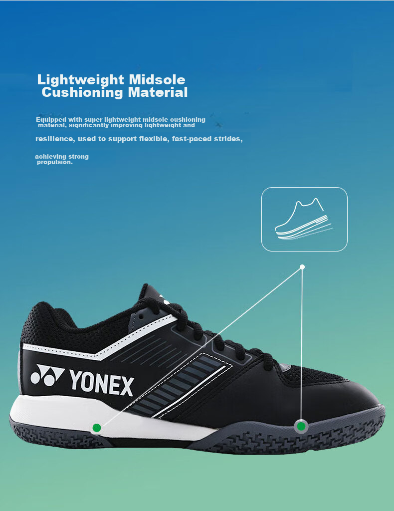 YONEX Badminton Shoes with Power Cushion, Shock Absorption, Breathable, for Competition And Training, SHBSF1EX White And Gold, Size 43 4