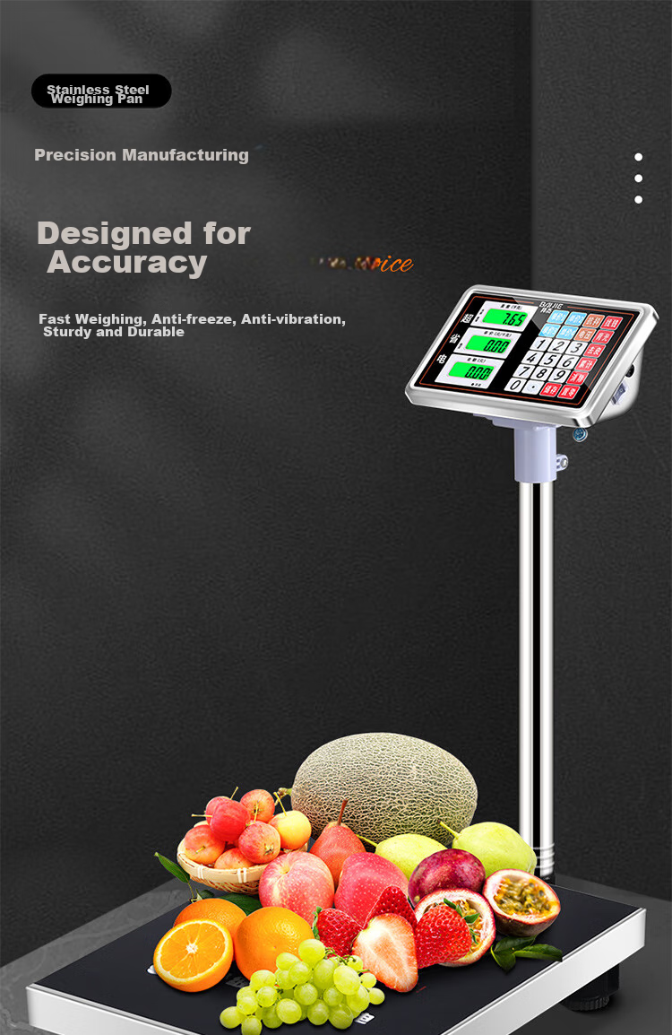 BJ (Baijie) Stainless Steel Electronic Scale Platform Scale Pricing Scale Express Scale Weighing Scale 300KG Stainless Steel Color 1