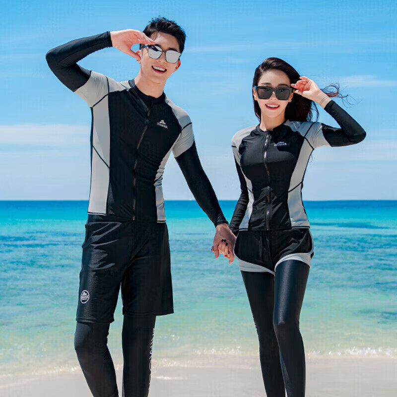 Yifu Quick-Dry Sun Protection Wetsuit for Men, Two-Piece Long Sleeve And Pants Set, Snorkeling Suit, Couple's Swimwear, Women's Surfing Suit