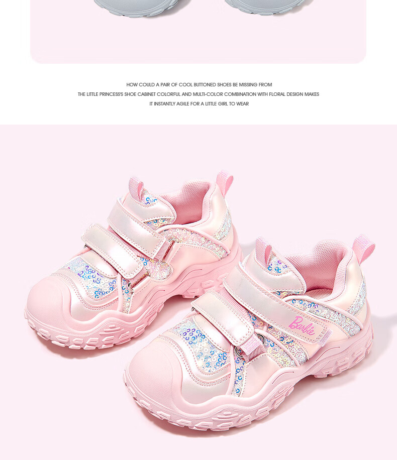Barbie Girls' Fashionable Outdoor Sports Shoes, Princess Style Casual Hiking Shoes for Girls, DA6583 Pink Size 32 13