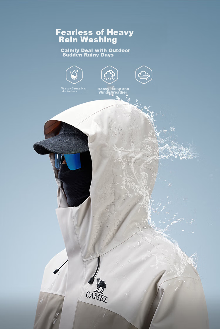 CAMEL Outdoor Jacket, Three-In Cold Protection, Warmth, Storm-Proof, Waterproof, Windproof, Mountaineering Coat, B782 6