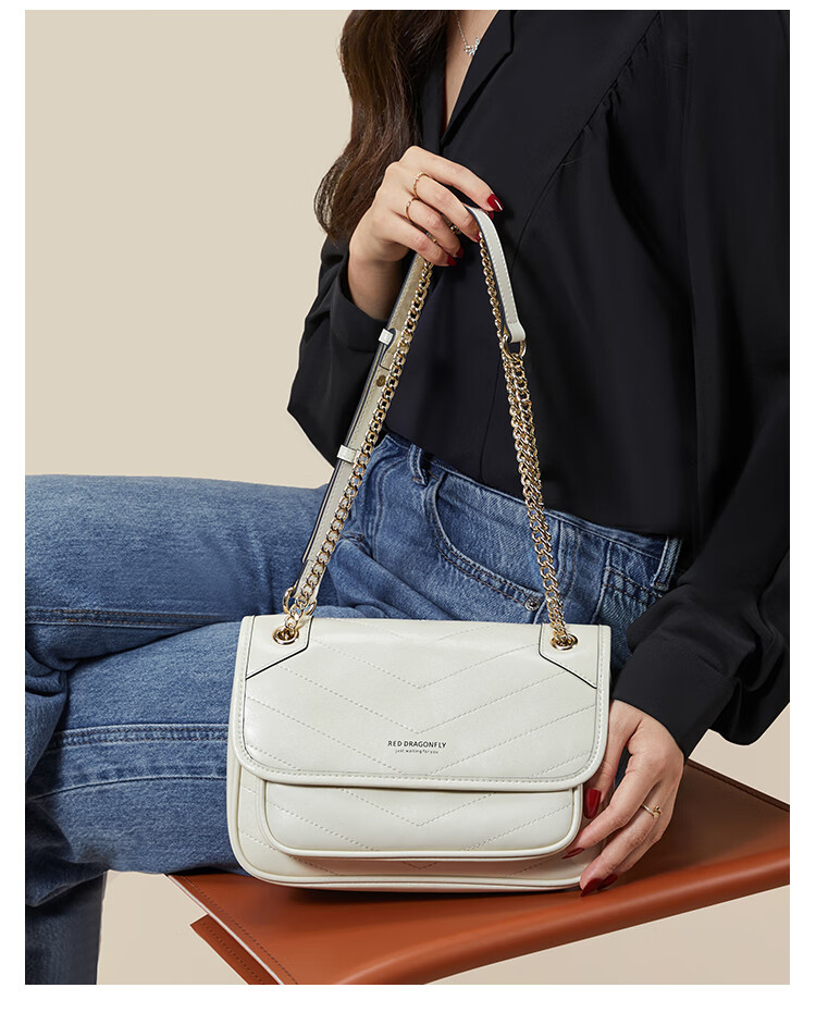 RED DRAGONFLY 2026 New Women's Handbag Crossbody Shoulder Bag, Cowhide Small Square Bag, Birthday Gift for Mom 12