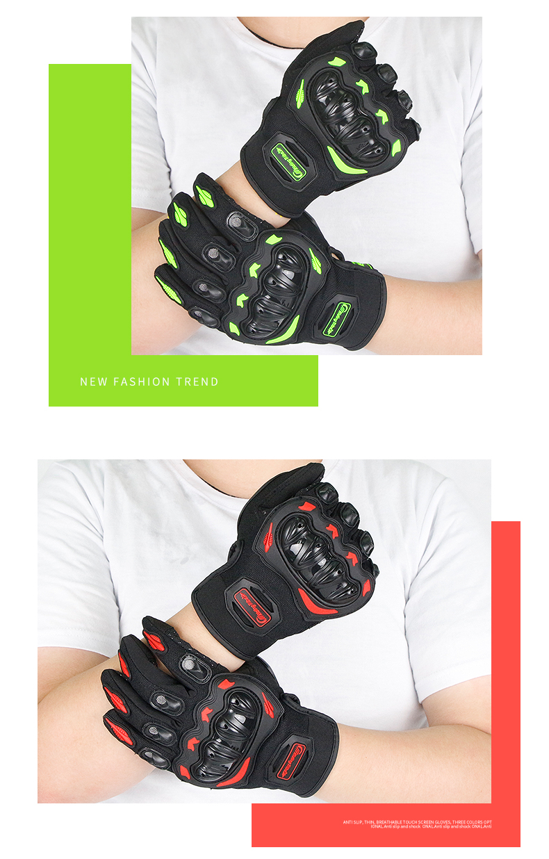 BIKEBROS Motorcycle Riding Gloves, All-Season Anti-Fall Wear-Resistant Racing Gloves with Touchscreen Function, Summer Motorcycle Gear, Black M Size 11