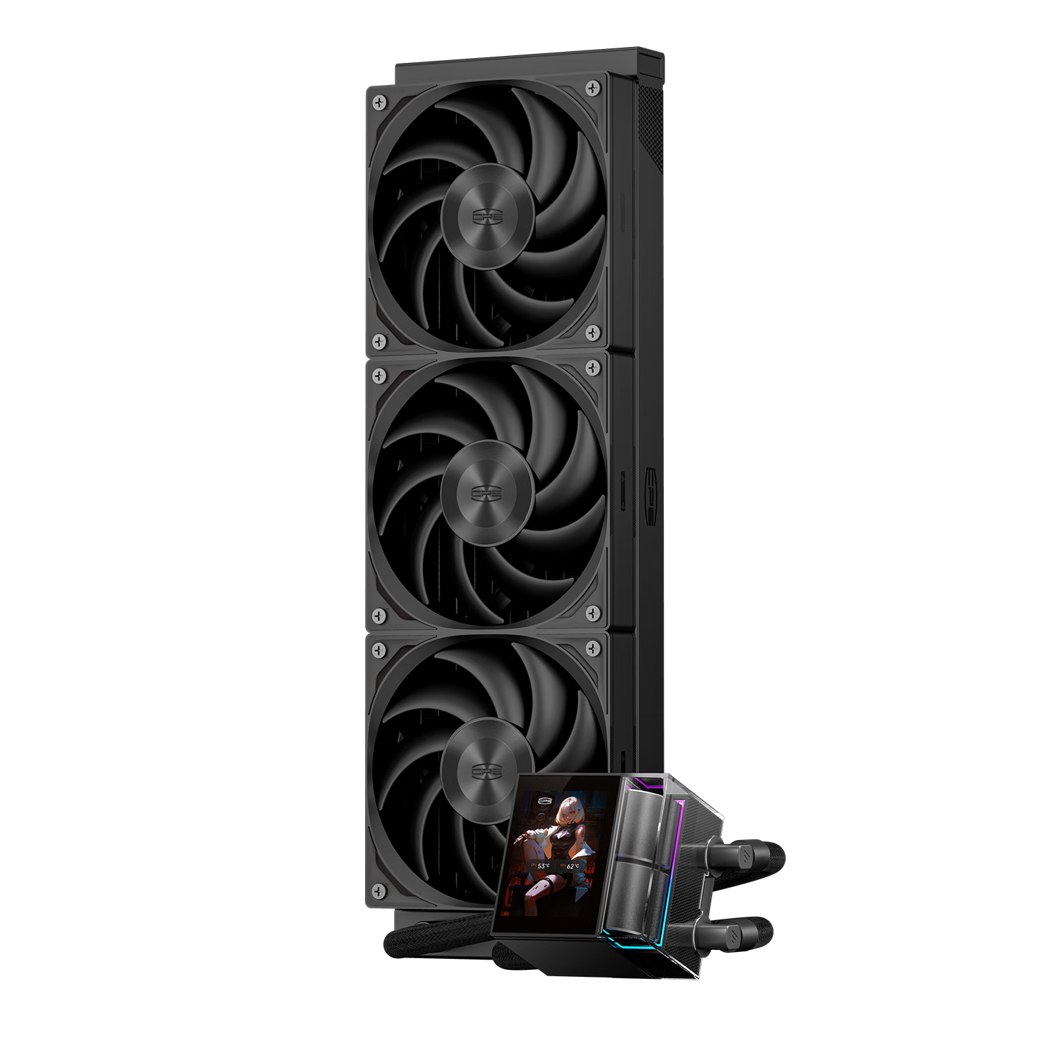 PCCOOLER DS360 Display, Black All-In CPU Liquid Cooler, Temperature Display/2.4-Inch IPS LCD Screen/ARGB Water Block/Supports 1700/AM5