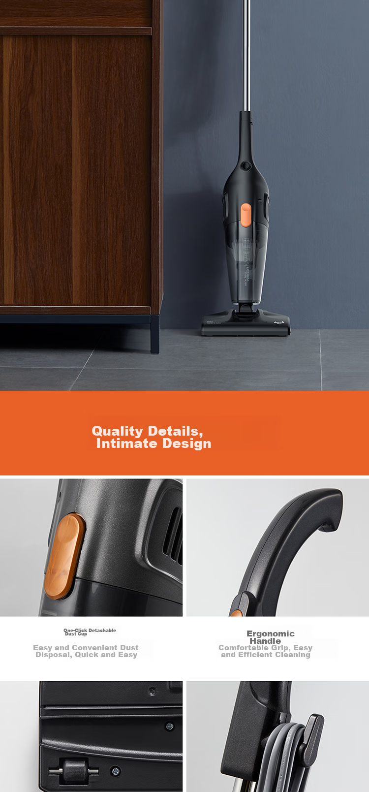 Deerma [Buy with Confidence, Price Protection] DX115C Corded Vacuum Cleaner, 15Kpa Suction Power, Lightweight Design, Powerful High-Wattage Handheld And Stick Vacuum Two-In Cleaner 12