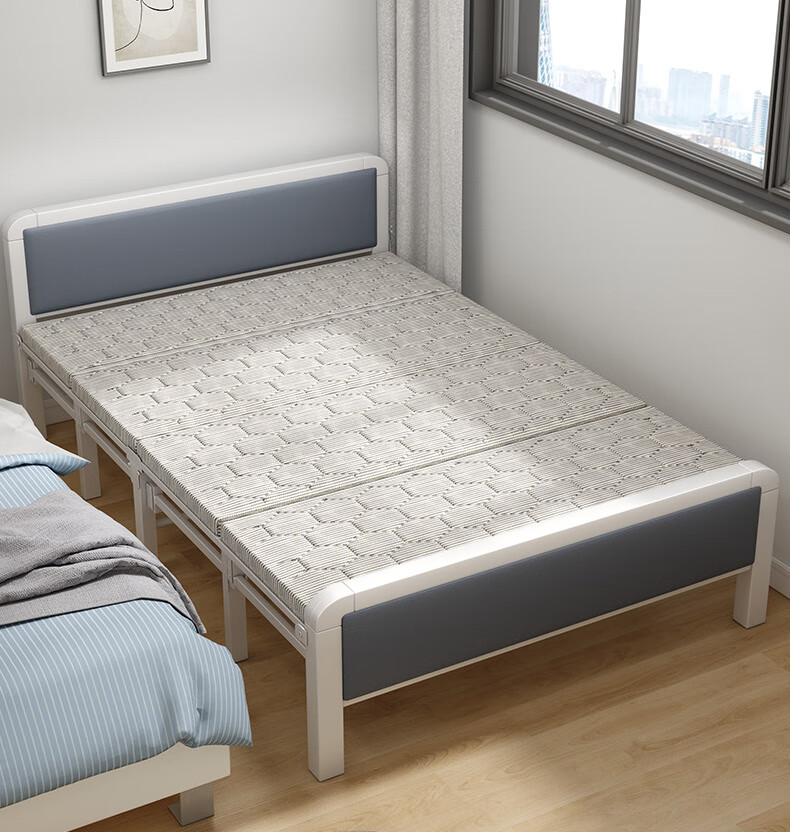 Chibilun Folding Bed Single Bed Home Office Nap Bed Military Bed Hardboard Bed Four-Fold Bed 1.5m Simple Bed 7