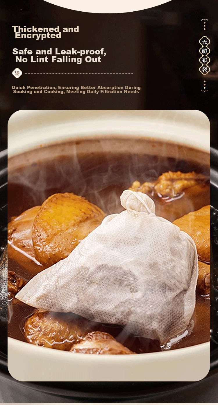 SHUANG YU Large Filter Bags, Non-Woven Fabric Chinese Medicine Bags, 100 Tea Bags, Marinade Spice Bags, Herbal Medicine Decoction Bags, Strainer Bags 4