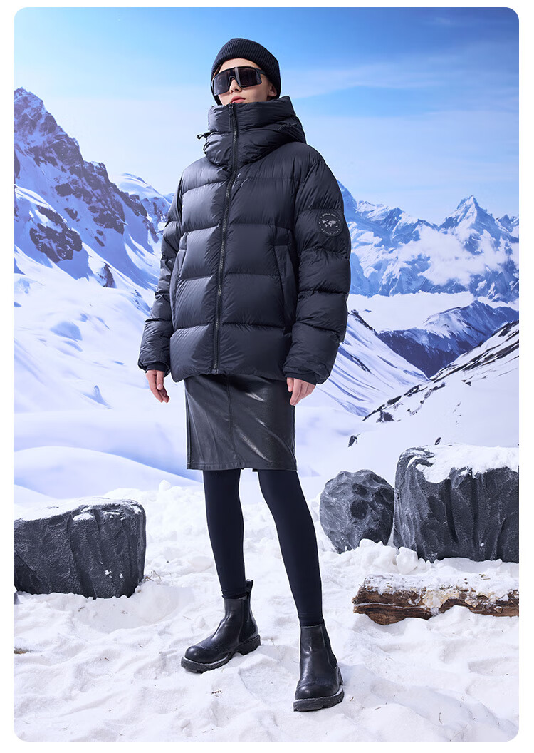 JD Original Black Gold Goose down Jacket, 95% Goose Down Coat, Unisex Thick Short Winter Outerwear, 185g Filling, Black L 21