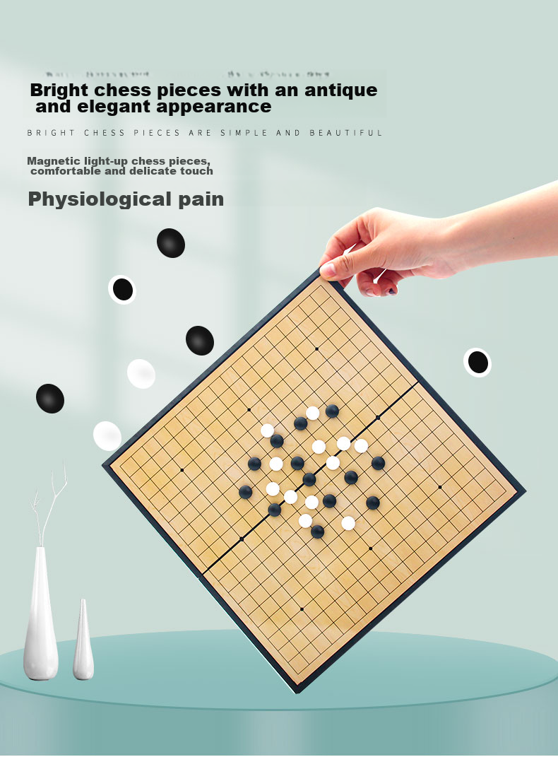Huasheng Go And Gomoku Large Magnetic Folding Go Set with Magnetic Go Pieces And Board, Multi-In W-9 5