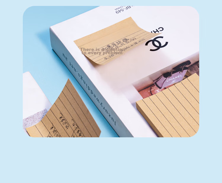 NVV Kraft Paper Sticky Notes, 400 Sheets in Total, Label Stickers, Adhesive Horizontal Lines, Memo Pad, Message Paper, Memo Pads, Office Supplies, Kraft Horizontal Striped Version, 5-Pack BL-11 8
