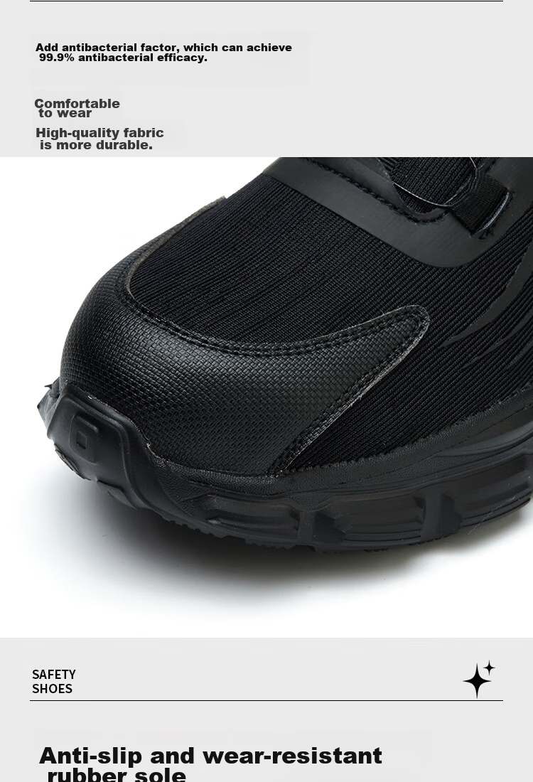 Dinggu Safety Shoes for Men, Anti-Smashing, Puncture-Resistant, Soft Sole, Comfortable Work Boots, Black All-Season Style with Smart Buckle, 1105hei41 7