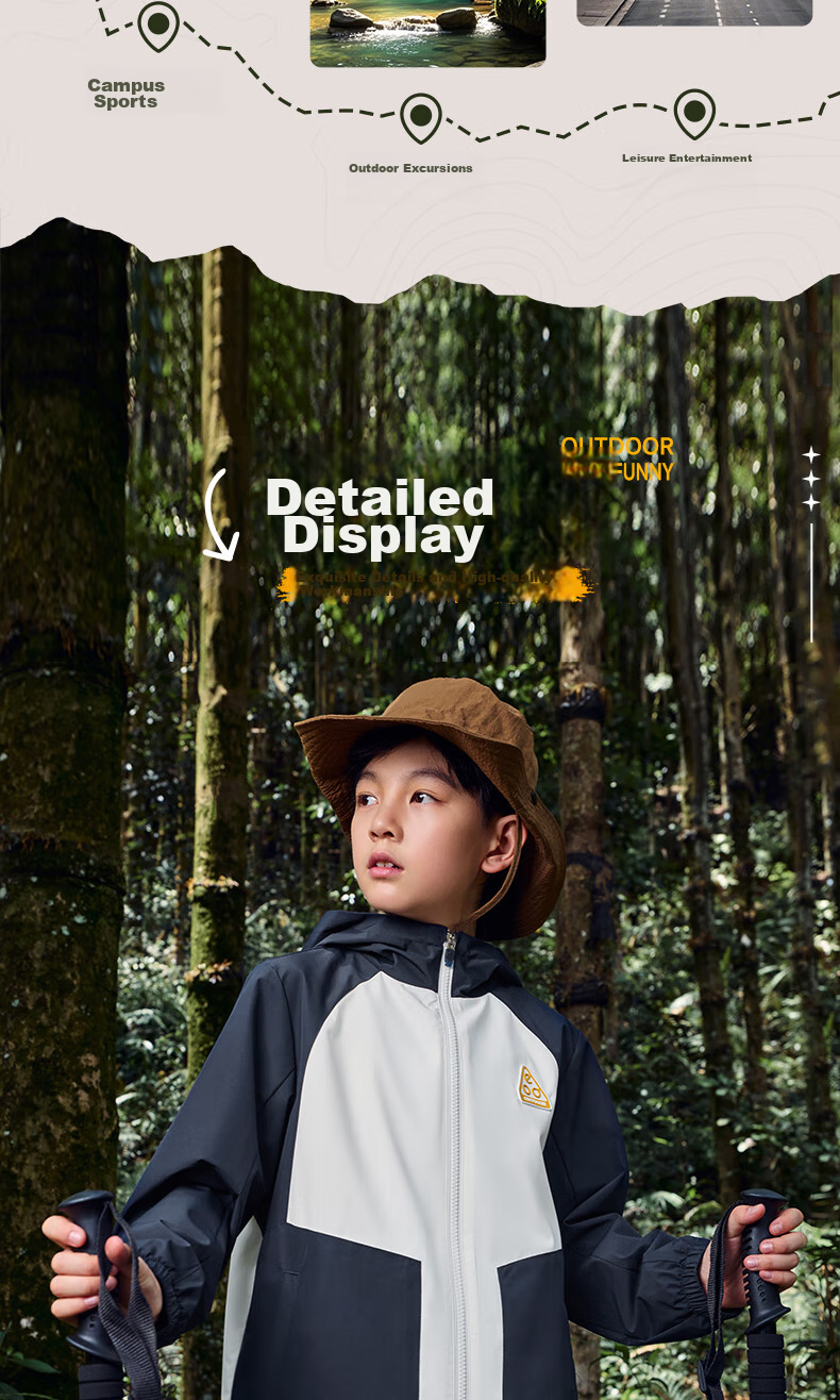 ERKE Children's Outerwear for Older Kids, Fall 2024 New Thick Windbreaker in Rock Green, Size 140 8
