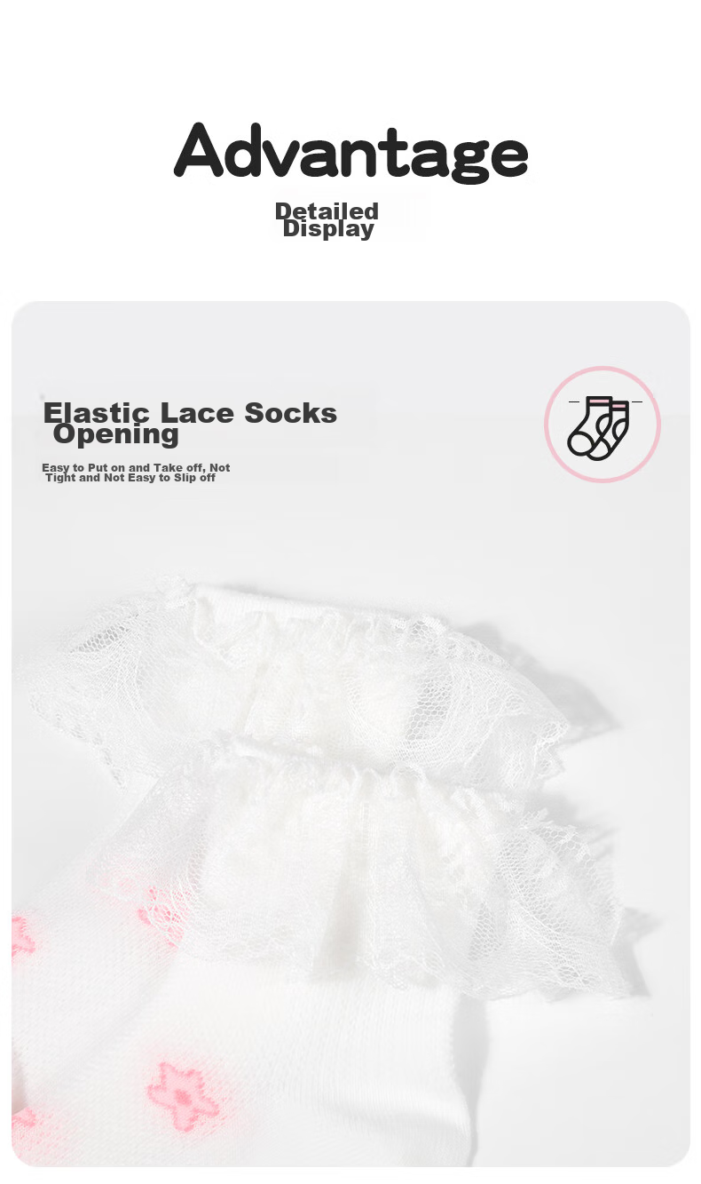 Barbie Girls' Socks, Thin Spring And Autumn Style, Children's Cotton Socks, Cute White Lace Short Socks for Baby Girls, Mesh Socks for Girls 8