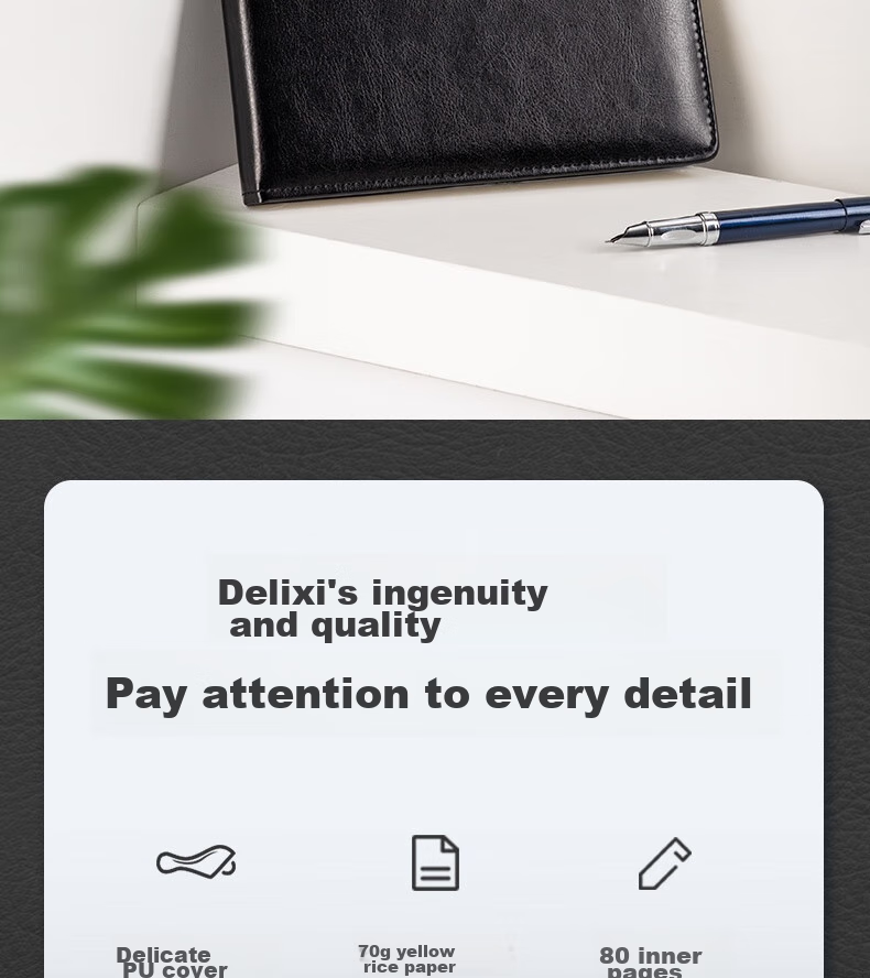Deli 16K/160 Sheets Notebook Leather Cover, Journal, Planner, Diary, Soft Copy Book, Blue, 7920 2