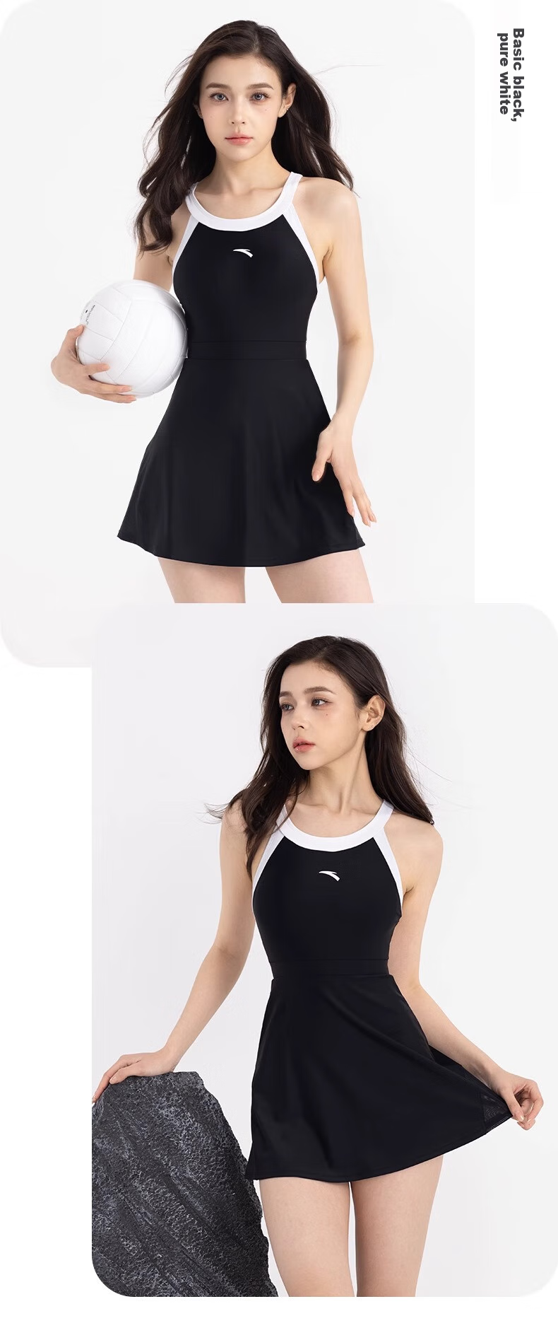 ANTA Slim Waist Swimsuit for Curvy Girls, 2026 New Style Hot Spring One-Piece Dress, Conservative Plus Size Swimwear, Black 2XL 10