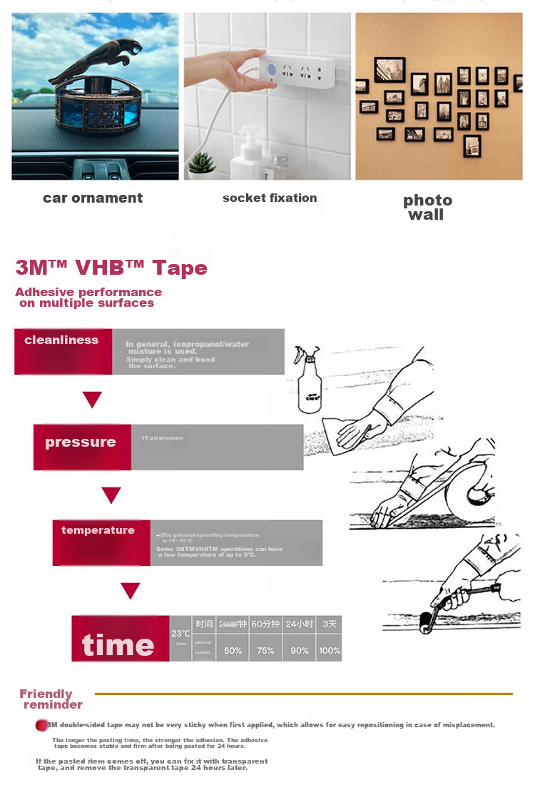 3M Double-Sided Tape VHB™ Strong Adhesive, Traceless, Heat-Resistant, for ETC Use, 4910 Transparent Strong Type, Diameter 80mm, 5 Pieces 7