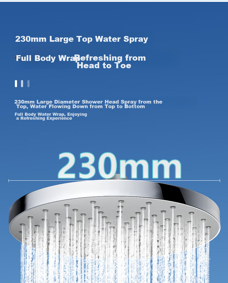 Larsd Top Spray Shower Head, Shower Head with Top Spray, High-Pressure Water-Saving Ultra-Thin Round Large Top Spray AL8075 7