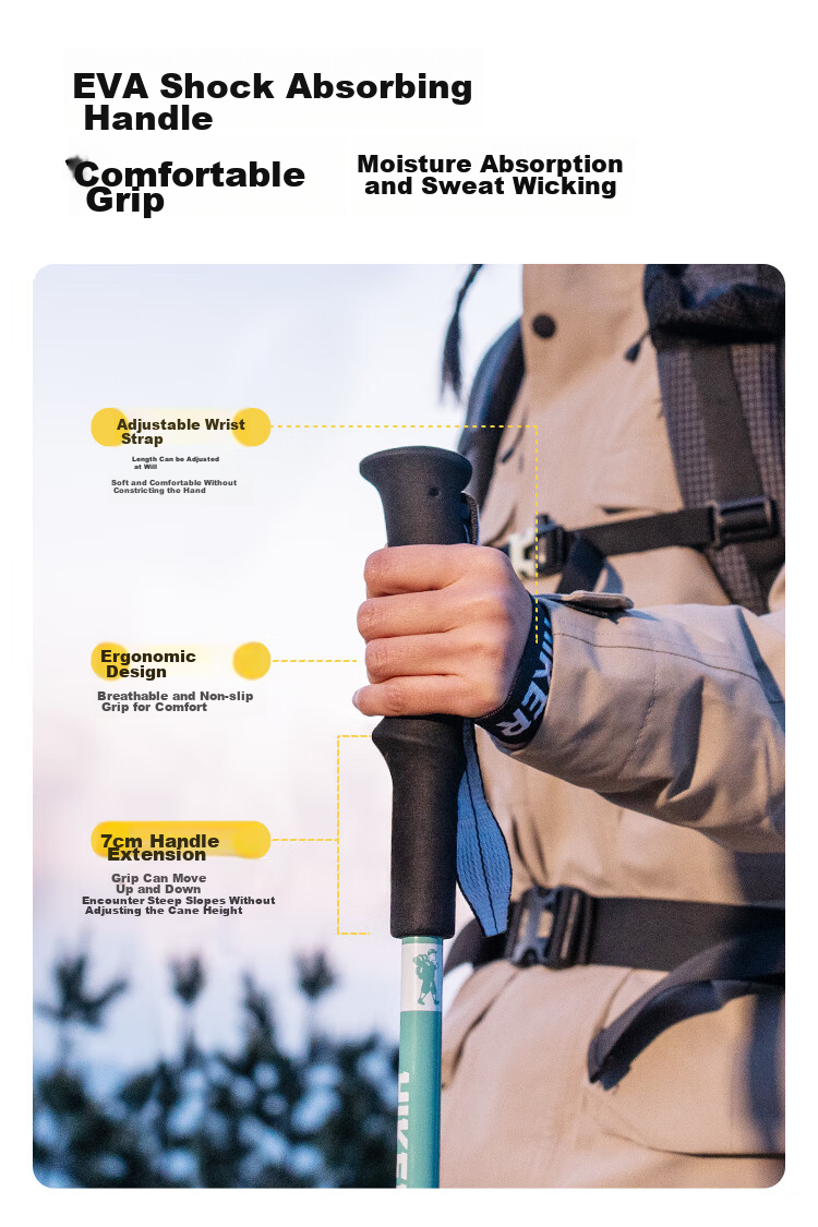 Pelliot [Light Wing AL] Hiking Pole, Adult Outdoor Telescopic Climbing Cane, Trekking Walking Stick, 166036025 Gree 13