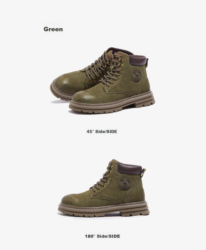 CAMEL [Shanze] Men's Yellow Boots, Fashionable Martin Boots, Casual Work Boots, L14W307636, Gray, Size 39 43