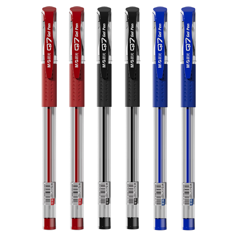 M&G (M&G) Stationery Q7, Pull-Off Cap Gel Pen, Student 0.5mm Black Pen, Signing Pen, Business Bullet Tip, Exam Pen, Office Supplies, 4 Black, 3 Blue, 3 Red