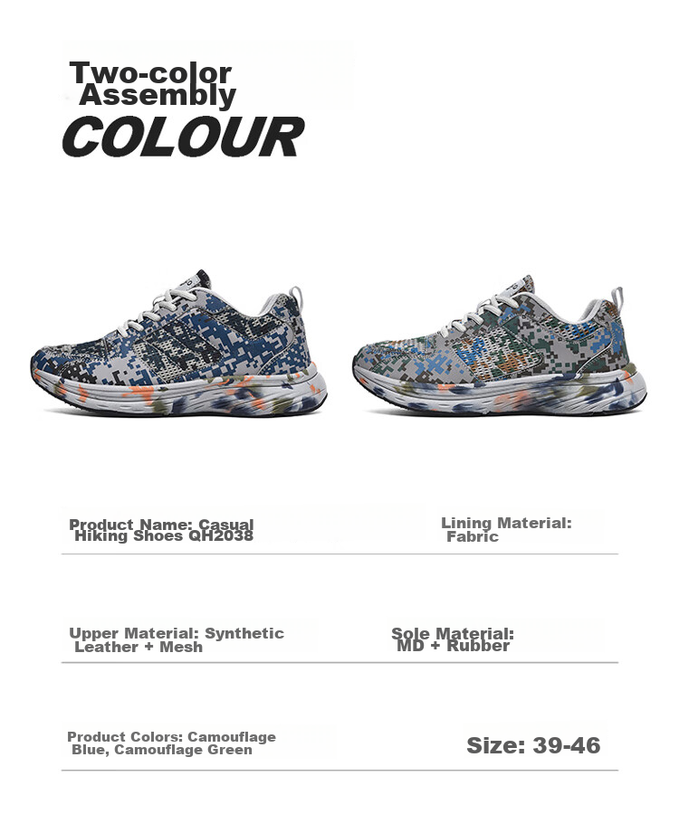 CARTELO Men's Shoes, Camouflage Rubber Shoes, Autumn And Winter Casual Sports Training Military Training Outdoor Running Hiking Mountaineering Tourism Soft-Soled 23