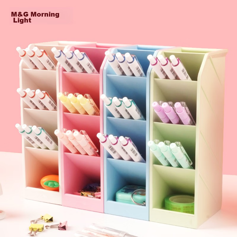 M&G [Hot Product] Stationery Slanted Pen Holder, Student Office Supplies Desktop Storage Box, Beige Single Pack ABT98476